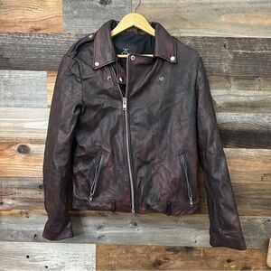 Threads Of Apollo Full Zip Women’s  Bomber Jacket Burgundy Sheep Leather Small
